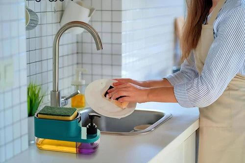 3 in 1 Dish Soap Pump Dispenser with Sponge Holder- FYNESOL™